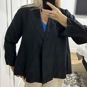 Eileen Fisher 💯% Silk Textured Swing Jacket, Open Front with Pockets |Size MP